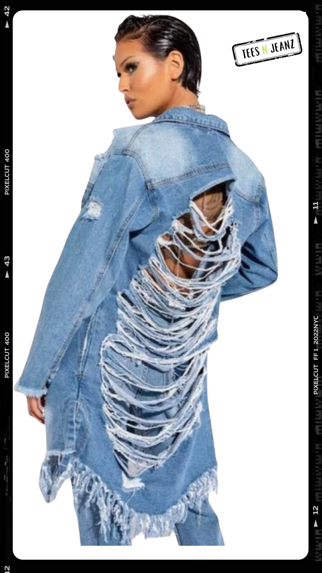 Denim distressed jacket