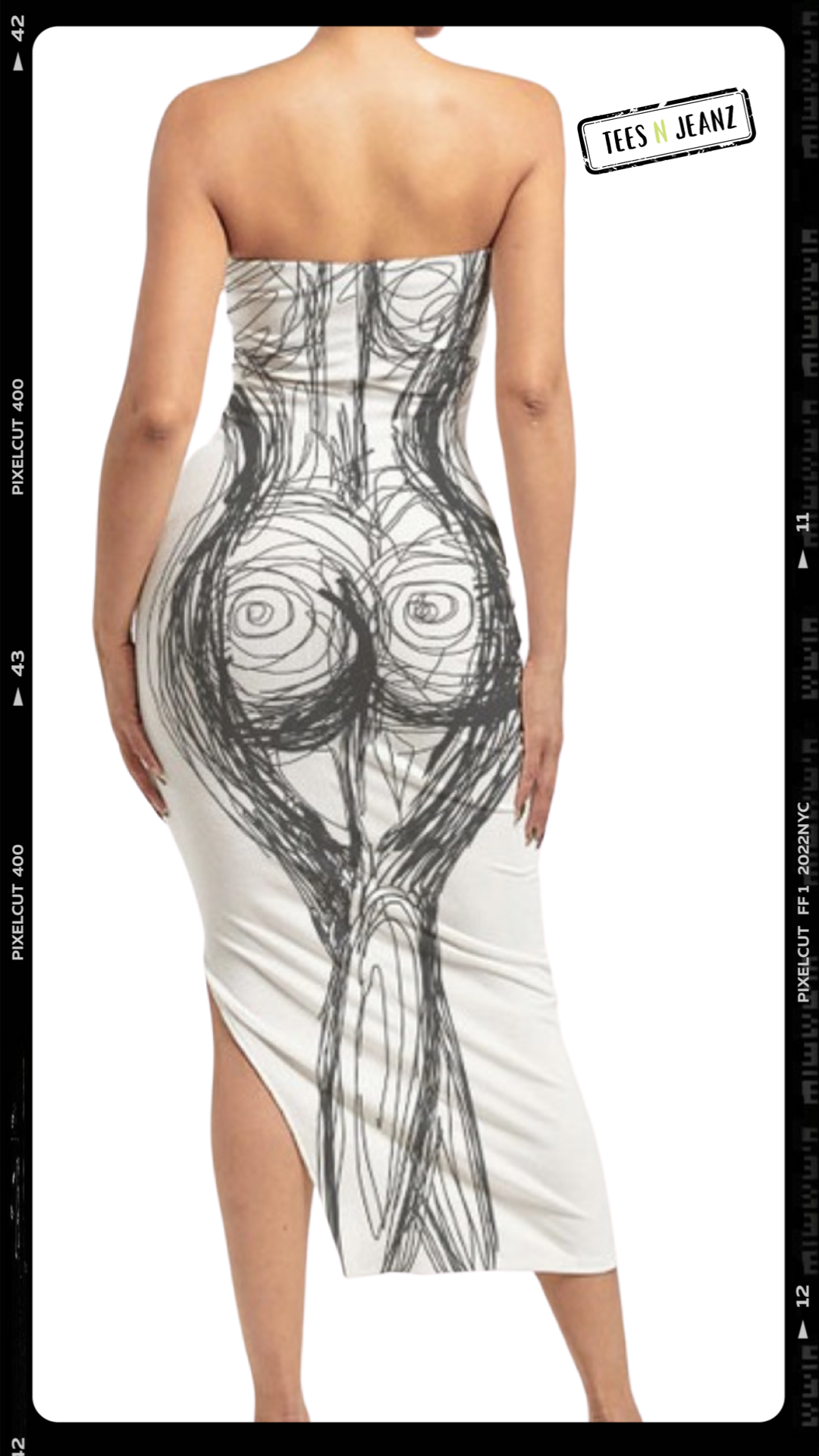 Strapless body abstract dress